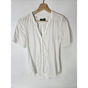 Gloriette From Vienna 100% Linen Button Down Blouse Old Money Size 34